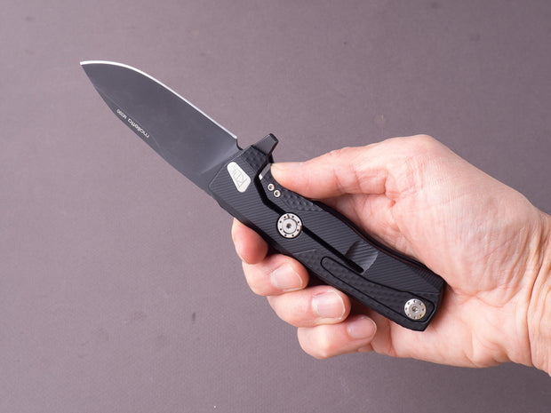 lionSTEEL - SOLID Folding Knife - Frame Lock - ROK - M390 - 85mm - Black Aluminum - Black MilSpec