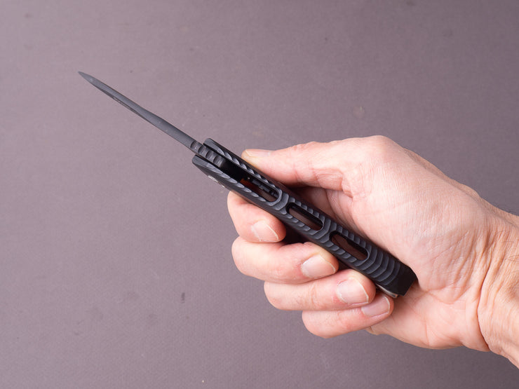 lionSTEEL - SOLID Folding Knife - ROK - M390 - 85mm - Frame Lock - Black Aluminum - HWAY.L Clip - Black MilSpec