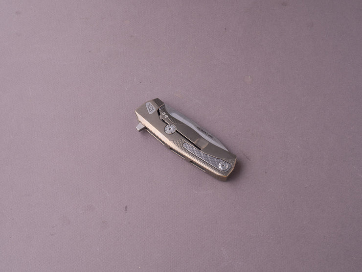 lionSTEEL - SOLID Folding Knife - ROK - M390 - 85mm - Frame Lock - Bronze Titanium - HWAY.L Clip