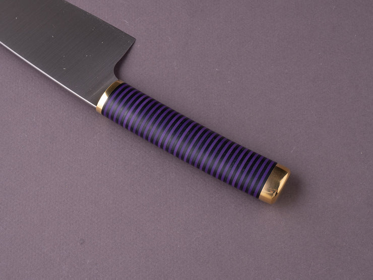 Florentine Kitchen Knives - 205mm Chef - Stacked Black & Purple Handle