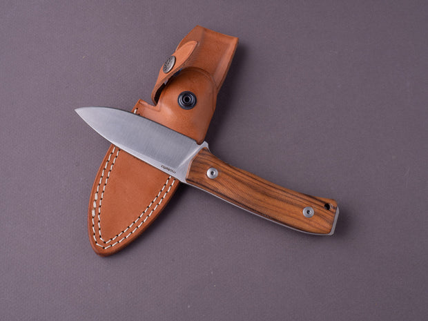 lionSTEEL - Fixed Blade - M4 - M390 - 105mm - Santos Mahogany Handle - Leather Sheath