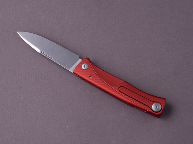 lionSTEEL - SOLID Folding Knife - Thrill - Slip Joint - M390 - 75mm - Red Aluminum - Black H. WAYL Clip