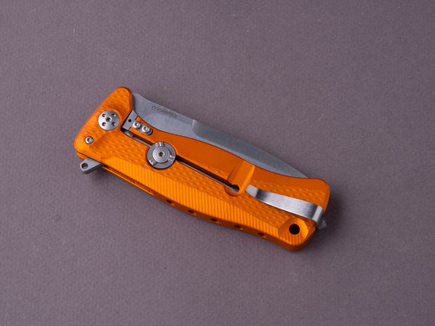 lionSTEEL - SOLID Folding Knife - SR22 - Sleipner - 75mm - Frame Lock - Orange Aluminum