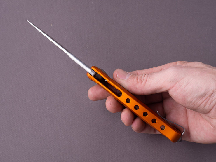 lionSTEEL - SOLID Folding Knife - SR22 - Sleipner - 75mm - Frame Lock - Orange Aluminum
