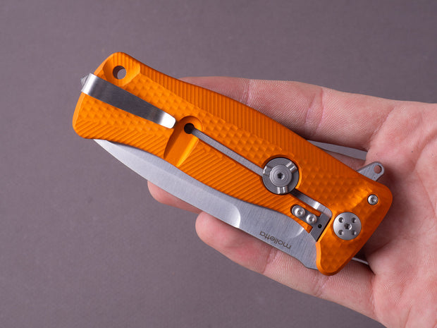 lionSTEEL - SOLID Folding Knife - SR22 - Sleipner - 75mm - Frame Lock - Orange Aluminum