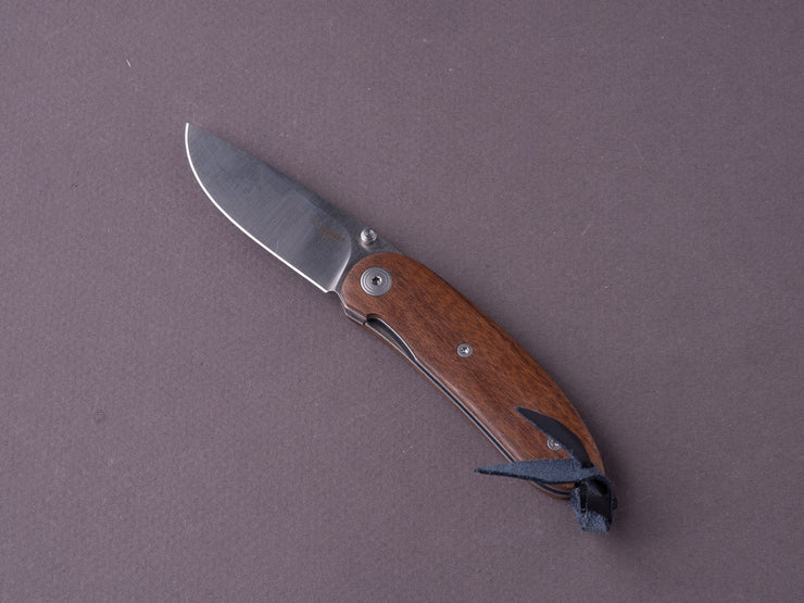 lionSTEEL - Folding Knife - Mini - Drop Point - D2  - Liner Lock - Santos Mahogany Handle
