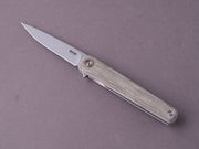 MKM - Folding Knife - Flame - Frame Lock - M390 - 70mm - Green Canvas Micarta & Titanium
