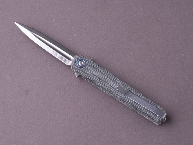 MKM - Folding Knife - Flame Light (Dagger) - Liner Lock - M390 - 70mm - Black Canvas Micarta