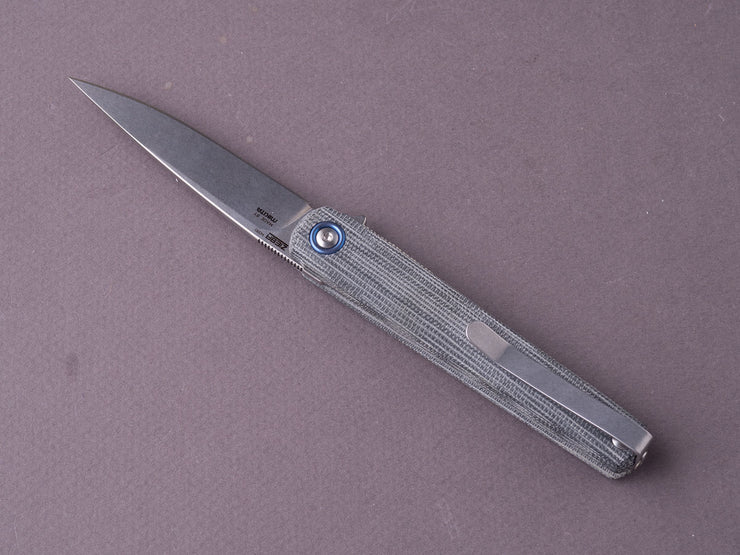 MKM - Folding Knife - Flame Light (Drop Point) - Liner Lock - M390 - 70mm - Black Canvas Micarta