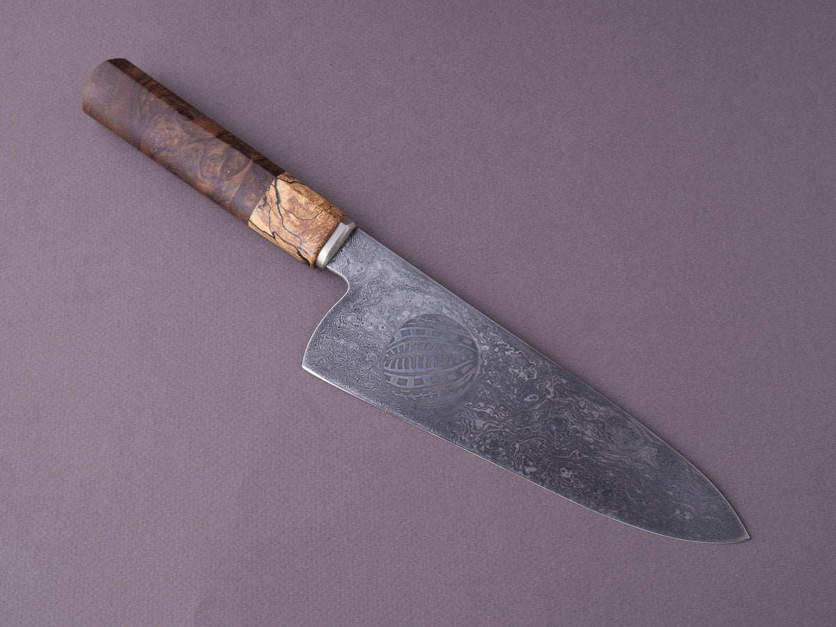 CCK Cleaver with stabilized walnut and curly maple handle  Kitchen knives,  Handcrafted knife, Kitchen knives handmade