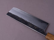 HADO - Sumi - Blue #1 - Damascus Kurouchi - 165mm Nakiri - Brown Lacquered Oak Handle