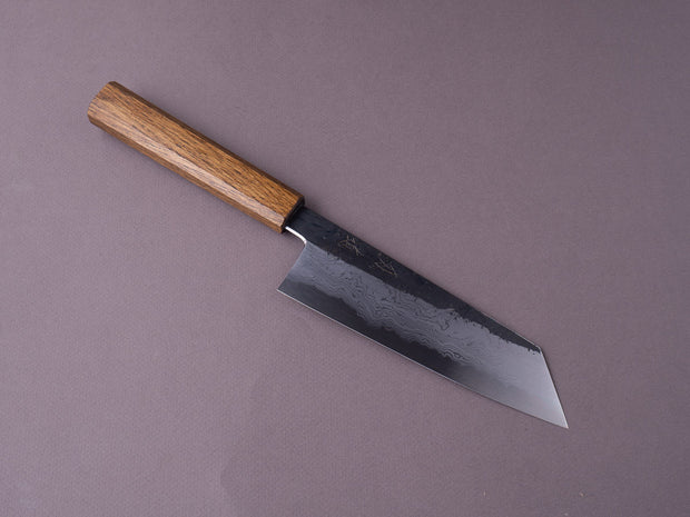 HADO - Sumi - Blue #1 - Damascus Kurouchi - 180mm Bunka - Brown Lacquered Oak Handle
