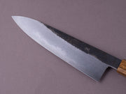 HADO - Sumi - Blue #1 - Damascus Kurouchi - 210mm Wide Gyuto - Brown Lacquer Oak Handle