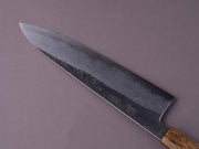 HADO - Sumi - Blue #1 - Damascus Kurouchi - 240mm Wide Gyuto - Brown Lacquer Oak Handle