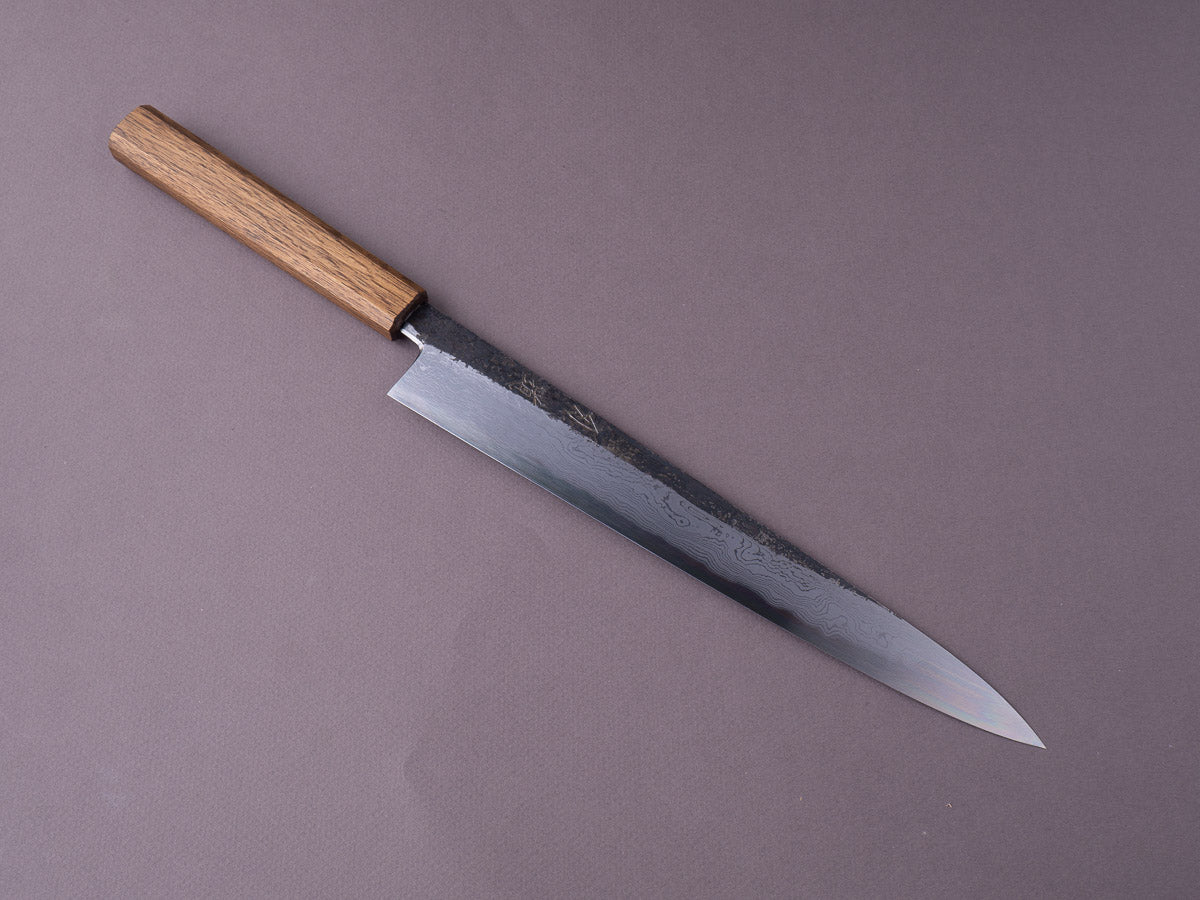 HADO - Sumi - Blue #1 - Damascus Kurouchi - 270mm Sujihiki - Brown