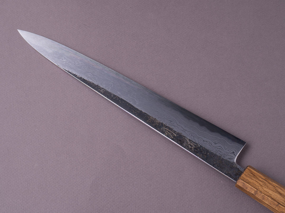 HADO - Sumi - Blue #1 - Damascus Kurouchi - 270mm Sujihiki - Brown