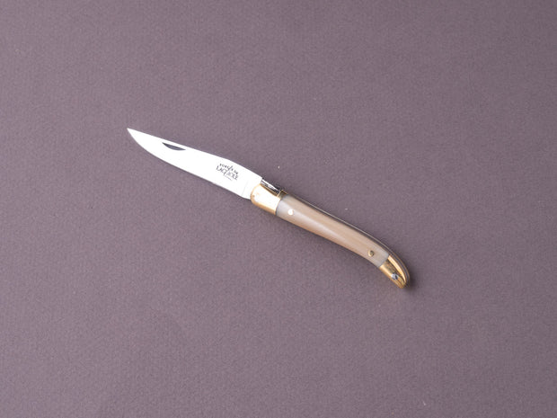 Forge de Laguiole - 70mm Folding Knife - Spring Lock - Blonde Horn & Brass Handle