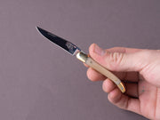 Forge de Laguiole - 70mm Folding Knife - Spring Lock - Blonde Horn & Brass Handle