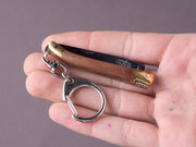 Forge de Laguiole - 70mm Folding Knife - Spring Lock - Chocolate Brown Micarta & Brass Handle - Keychain Ring