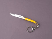 Forge de Laguiole - 70mm Folding Knife - Spring Lock - Yellow Micarta & Brass Handle - Keychain Ring