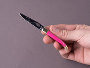 Forge de Laguiole - 70mm Folding Knife - Spring Lock - Pink Micarta & Brass Handle
