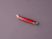 Forge de Laguiole - 90mm Folding Knife - Spring Lock - Red Micarta & Brass Handle