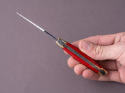 Forge de Laguiole - 90mm Folding Knife - Spring Lock - Red Micarta & Brass Handle