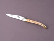 Forge de Laguiole - 90mm Folding Knife - Spring Lock - Birch & Brass Handle