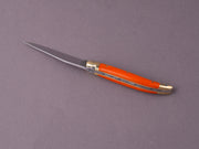 Forge de Laguiole - 90mm Folding Knife - Spring Lock - Orange Micarta & Brass Handle
