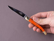 Forge de Laguiole - 90mm Folding Knife - Spring Lock - Orange Micarta & Brass Handle