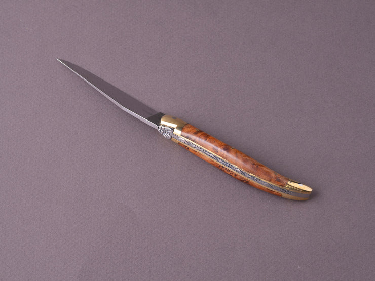 Forge de Laguiole - 90mm Folding Knife - Spring Lock - Thuya & Brass Handle