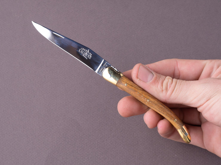 Forge de Laguiole - 90mm Folding Knife - Spring Lock - Pistachio & Brass Handle