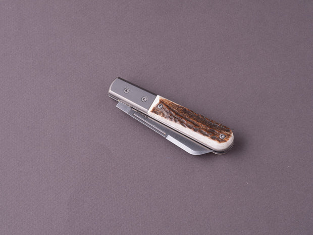 lionSTEEL - Folding Knife - Slip Joint - Barlow - DOM - M390 - Stag Horn Handle