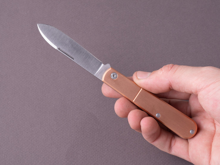 lionSTEEL - Folding Knife - Barlow - Roundhead - 75mm - M390 - Slip Joint - Copper Handle