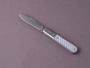 lionSTEEL - Folding Knife - Barlow - Roundhead - 65mm - M390 - Slip Joint - White Carbon w/ Metal Bolster