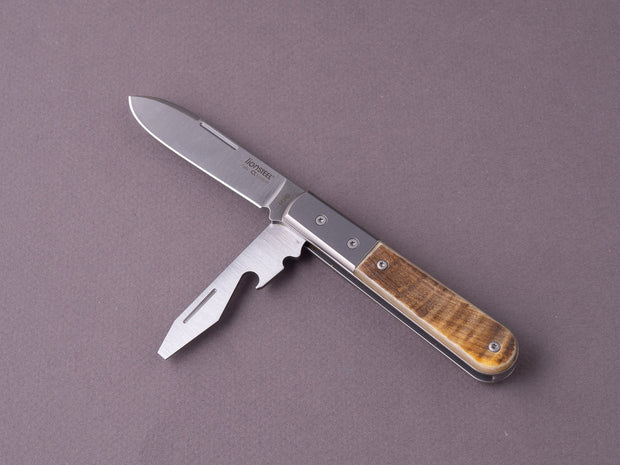 lionSTEEL - Folding Knife - Barlow - Roundhead & Bottle Opener - 65mm - M390 - Slip Joint - Ram Horn