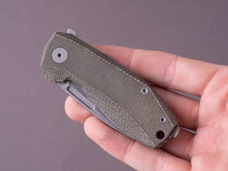 lionSTEEL - Folding Knife - Frame Lock - Nano - MagnaCut - 65mm - Green Canvas & Titanium