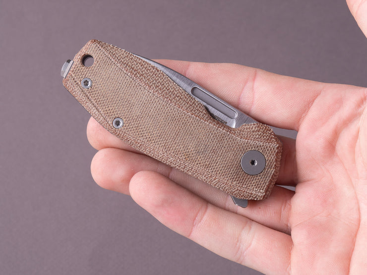 lionSTEEL - Folding Knife - Frame Lock - Nano - MagnaCut - 65mm - Canvas Micarta & Titanium