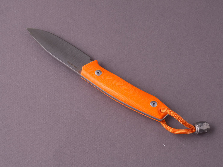 lionSTEEL - Fixed Blade - M1 - M390 - Orange G10 Handle - Leather Sheath