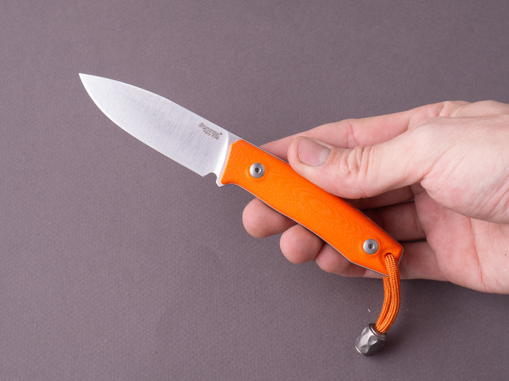 lionSTEEL - Fixed Blade - M1 - M390 - Orange G10 Handle - Leather Sheath
