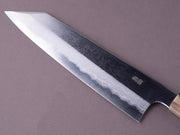 Hitohira - Togashi - White #1 - Damascus - Wide Bevel 240mm Kiritsuke Gyuto - Ebony Handle