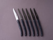 Goyon-Chazeau - Laguiole - Steak/Table Knives - Black Paperstone - Set of 6
