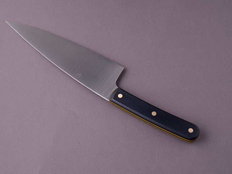 Florentine Kitchen Knives - Stainless - 205mm Chef - Scaled Black & Yellow Handle