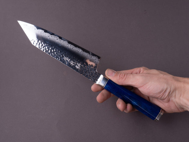 Ryusen - SOURYURIN - VG10 - Tsuchime Damascus - 175mm - Bunka - Blue Poly Resin Hybrid Handle