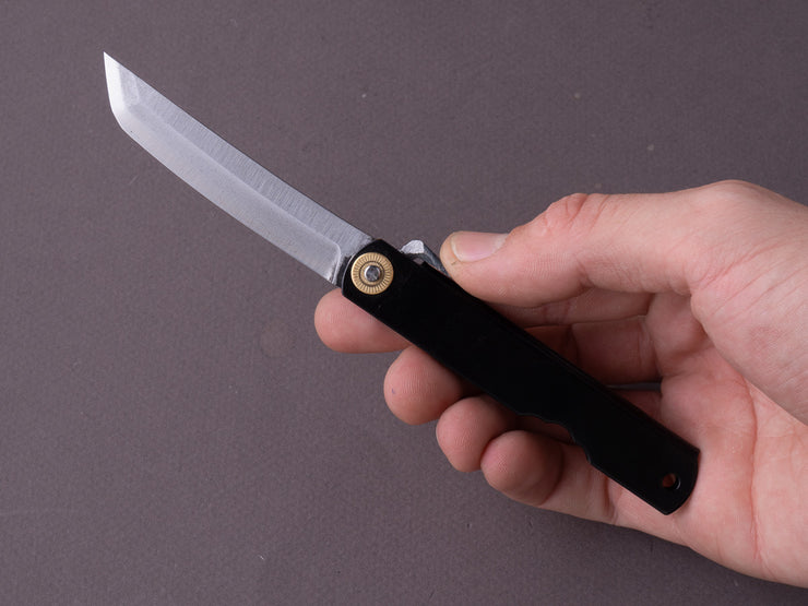 Higonokami - Folding/Pocket Knife - Shirogami Carbon - Sakimaru Higonokami - Black Brass Handle