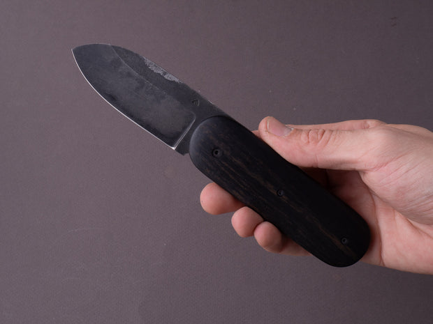 Coutellerie Maria - Folding Knife - BigDog - XC75 Carbon - Forced Patina - 80mm - Ebony Handle
