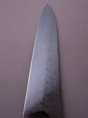 Caublestone Cutlery - In-House Watered Wootz - Stone Polished w/ Forced Patina - Gyuto 240mm - Stabilized Bog Oak Handle w/ Trimascus Spacer