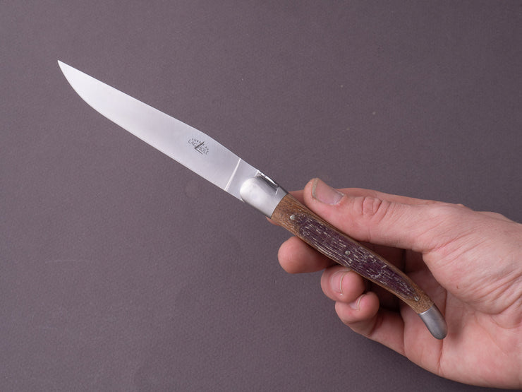 Forge de Laguiole - Steak/Table Knives - Satin Bolsters - Stained Wine Barrel & Stainless Steel