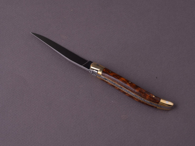 Forge de Laguiole - 90mm Folding Knife - Spring Lock - Snakewood & Brass Handle