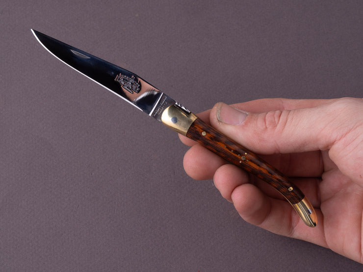Forge de Laguiole - 90mm Folding Knife - Spring Lock - Snakewood & Brass Handle